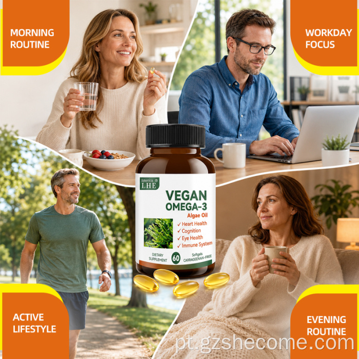 Shecome Vegan Omega 3 Algas Softgels Saúde do Coração